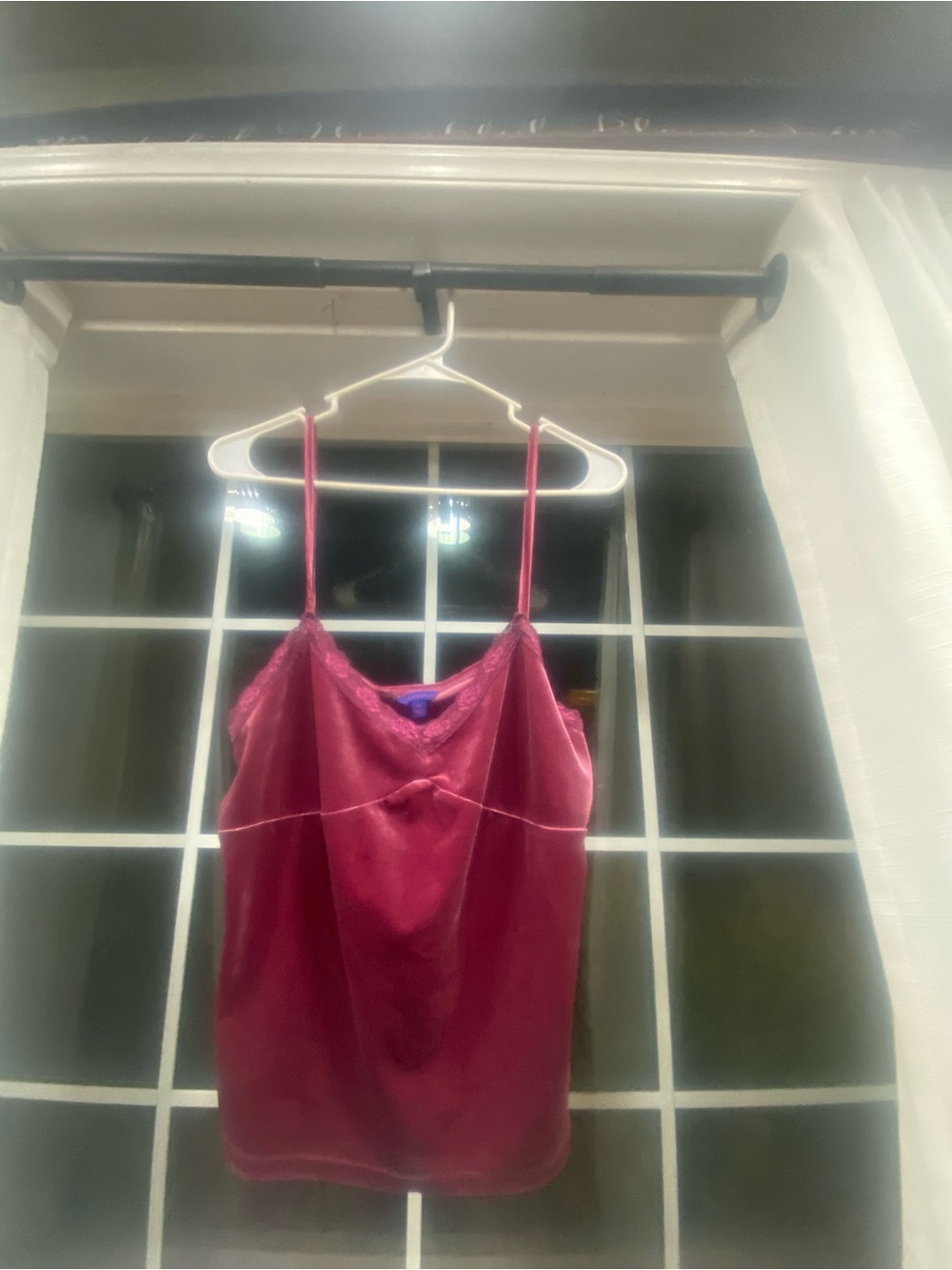 Aeropostale Velvet Lace Trim V-Neck Cami - Deep Berry